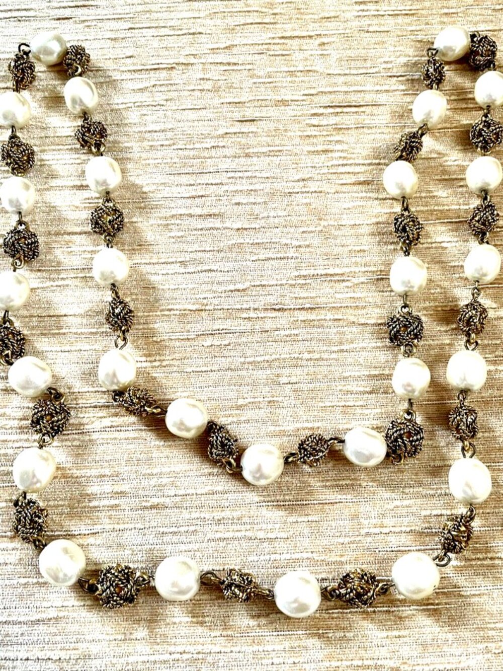 Dabby Reid Fashion Jewelry Long Necklace Gold Tone With Pearls